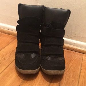 Wedge Suede Hi-top Sneakers